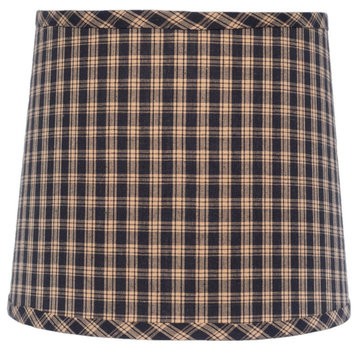 Black and Tan Plaid Shade, 12", Drum With Spider Fitter