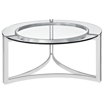 Modern Contemporary Living Room Stainless Steel Glass Coffee Table Silver