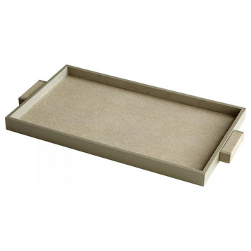 Shagreen Melrose 26" Wide Leather and Wood Tray
