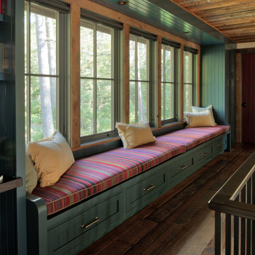 Reclaimed Wood Paneling, Trim, and Flooring in Rustic Reading Nook