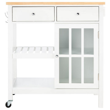 Safavieh Locklyn 1 Door 2 Drawer 2 Shelf Cart, White/Natural