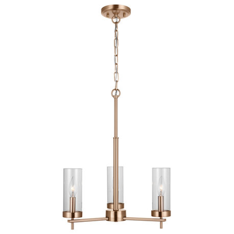 Visual Comfort Studio Zire Three Light Chandelier, Satin Brass