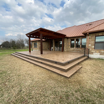 Cedar pergola and composite deck with lighting