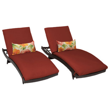 Belle Curved Chaise Set of 2 Outdoor Wicker Patio Furniture Terracotta