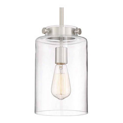 Mullins 1-Light Brushed Nickel Mini Pendant with Clear Glass Shade - Pendant Lighting