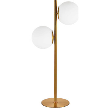 Folgar 2 Light Table Lamp, Aged Brass