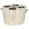 Traditional Large Oval Silver Metal Wine Bucket Bottle Cooler With Handles, 13.5