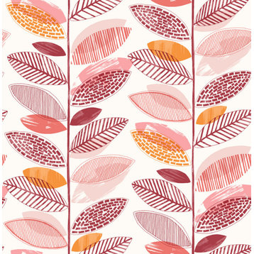 Nyssa Coral Leaves Wallpaper Bolt