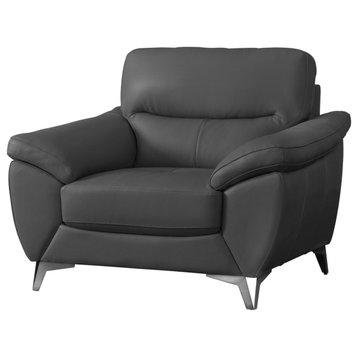 Melody Top Grain Leather Chair, Dark Gray