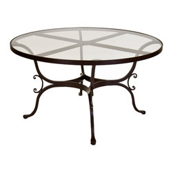 Ashbury Round Glass Top Dining Table With 2" Umbrella Hole - Outdoor Dining Tables