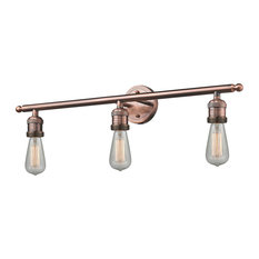 Bare Bulb 3-Light Bath Fixture, Antique Copper