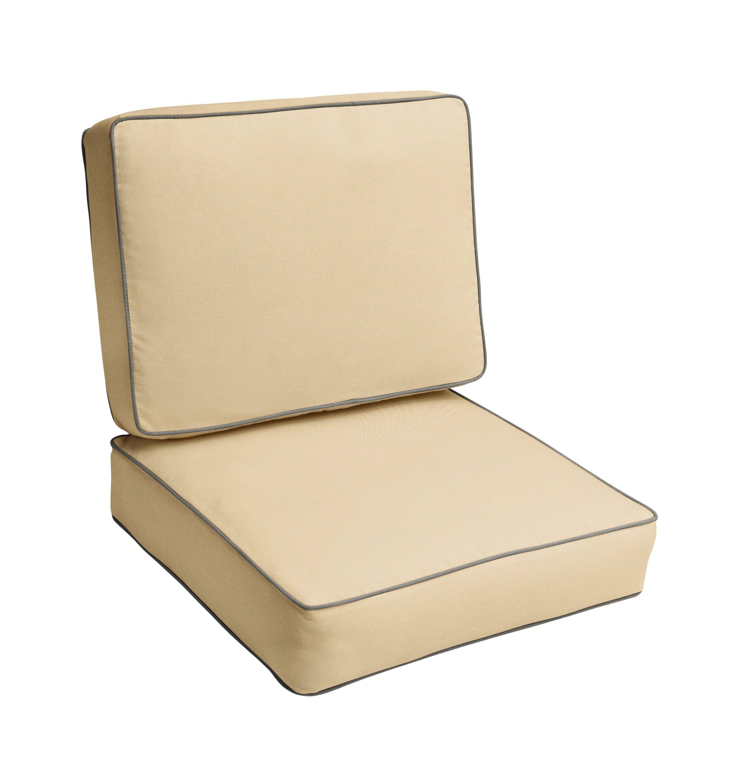 Sunbrella Canvas Antique Beige Corded Deep Seating Cushion Set, 23.5x23