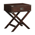 Alastair Wood Campaign Accent Table Nightstand, Espresso