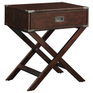 Alastair Wood Campaign Accent Table Nightstand, Espresso