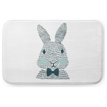24" x 17" Monochrome Bunny Bathmat, Ocean Abyss Green