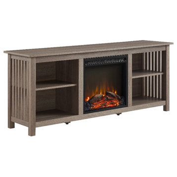 58" Mission Fireplace Wood Console - Driftwood