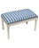 Blue Plaid Upholstered Wooden Bench, Antique White Wash