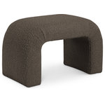 Meridian Furniture - Niagara Boucle Fabric Upholstered Bench, Brown, 28" Wide - Amp up your modern space while enjoying an additional seat where it's needed with this elegantly crafted Niagara boucle fabric bench. Soft, sumptuous brown boucle fabric covers this unusually shaped and eye-grabbing bench, giving a soft feel to the touch and adding to its comfort factor. This contemporary bench is perfect for positioning at the end of your bed for a look that wows, or use it in the entryway for a handy and convenient spot to sit while pulling on boots or taking off your shoes.