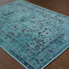 Ophelia Overdyed Traditional Teal and Gray Rug, 7'8" Round