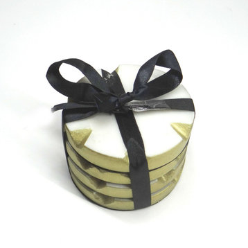 Marble Coaster Set of 4 with Gold Edged