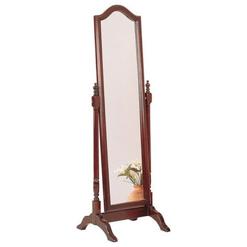 Catania Modern Rectangular Wood Cheval Mirror with Arched Top in Merlot