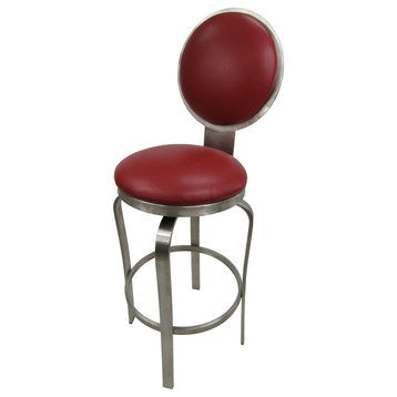 529 Stainless Steel Counter 26" 30" Bar Stool, Fire Red, 30"