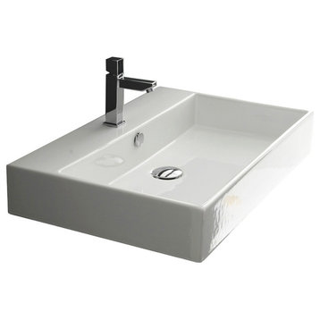 ADA Ceramic Wall Mounted Sink, Three Holes, 23.6"x17.7", Unlimited 60.03