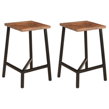 Brownstone and Black Hill Crest 24" Solid Wood and Iron Barstools, Set of 2