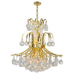 Crystal Lighting Palace - French Empire 9-Light Clear Crystal Regal Chandelier, Gold Finish - This stunning 9-light Crystal Chandelier only uses the best quality material and workmanship ensuring a beautiful heirloom quality piece. Featuring a radiant Gold finish and finely cut premium grade crystals with a lead content of 30-percent, this elegant chandelier will give any room sparkle and glamour.