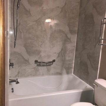 Silver White Marble smooth wall shower w/ Soaker tub
