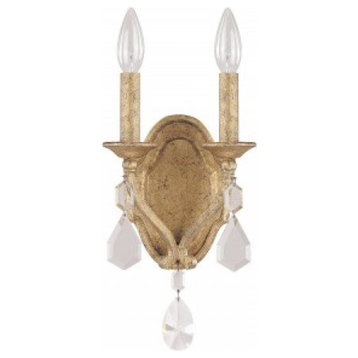 Capital Lighting Blakely 2LT Sconce w/Crystals Included 1617AG-CR - Antique Gold
