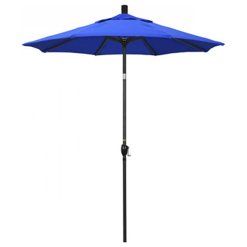6ft. Stone Black Aluminum Market Umbrella Push Button Tilt Pac Blue Sunbrella