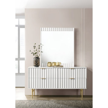 Modernist Medium Gloss Finish Dresser, Brushed Gold