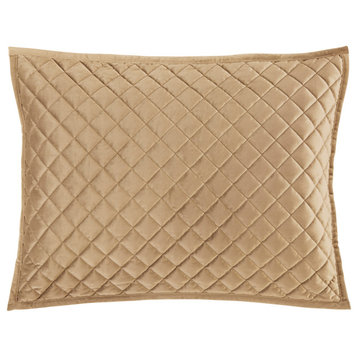 Velvet Diamond Quilted Pillow Sham Set, 2PC, Tan, King