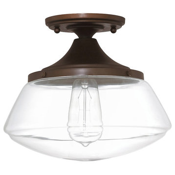 Capital Lighting 1 Light Ceiling Fixture, Burnished Bronze, Clear