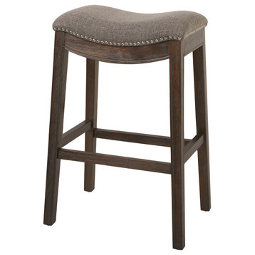 Saddle Style 30" Bar Height Stool With Cobble Fabric