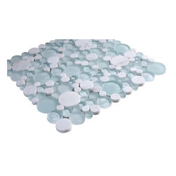 Blue and White Glossy and Matte Bubble Glass Mosaic Tiles - Home Accessories & Decor