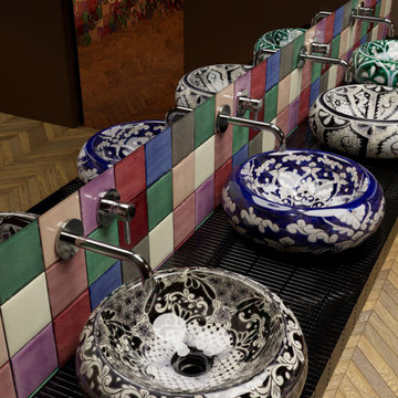 Elegant Restroom with Artistic Sinks