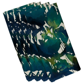 Abstract Floral Print Napkin, Set of 4, Teal