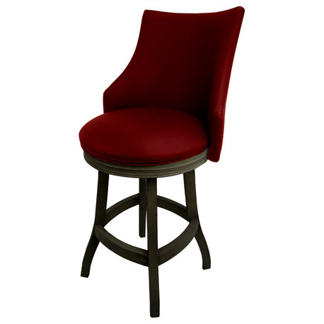 Swivel Wood Counter Bar Stool 26", Bellissima, Red - Dark Shadow