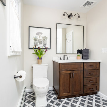 Alder Vanity with Cement Floor Tile