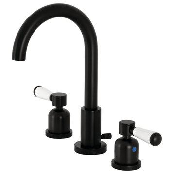 Fauceture Widespread Bathroom Faucet With Brass Pop-Up, Matte Black