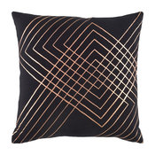 Crescent by Surya Poly Fill Pillow, Black/Champagne, 20"x20", CSC001-2020P