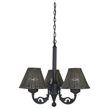 17-750 Versailles Chandelier 17750 With Black Body And Walnut Wicker Shades