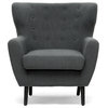 Lombardi Linen Modern Club Chair, Dark Charcoal Gray