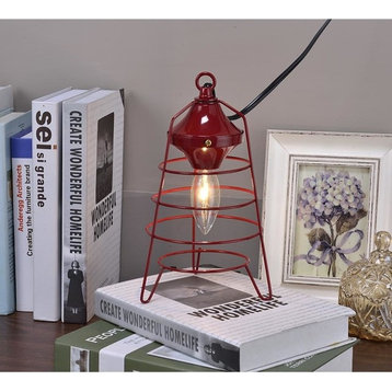 9.5" Red Camp Lantern Table Lamp
