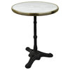 French Bistro Table, White Marble and Iron Base, 20" Diameter