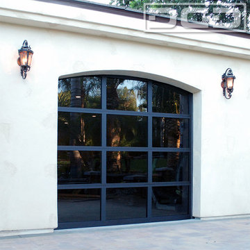 Custom Full-View Glass Garage Door in an Eclectic & Minimalistic Design