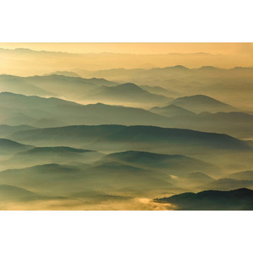 Foggy Mountain Layers at Sunset Landscape Photo Unframed Wall Art Prints, 12" X 18"