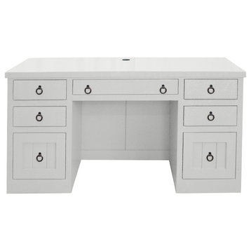 Rustic Executive Home Office Desk, European Ivory